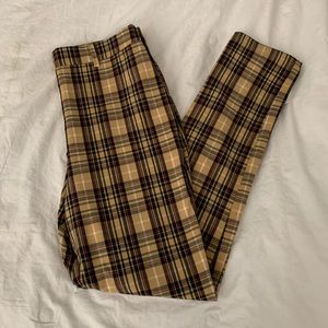 Plaid Print High Rise Pants